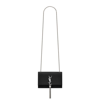 YSL KATE SMALL TASSEL IN CROCODILE-EMBOSSED LEATHER 474366DND0N1000 (20*12.5*5cm)